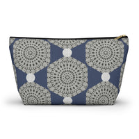 Lace Hexagon Accessory Pouch w T-bottom in Navy
